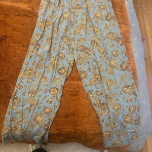 Treasure & Bond Blue and Gold Floral Pants